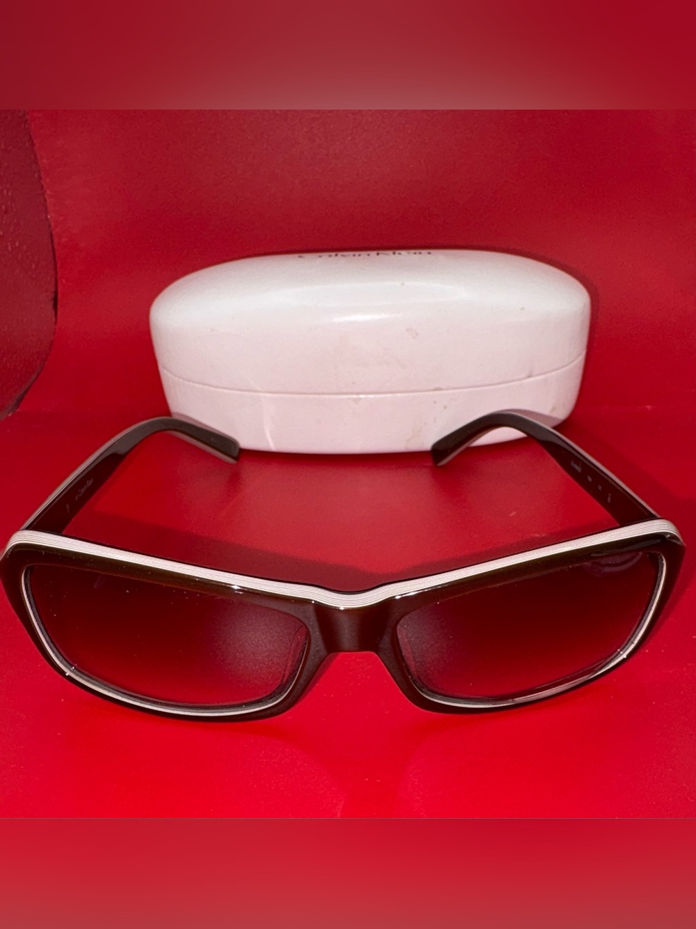 Calvin Klein Brown Frame Sunglasses with White Trim CK4085S